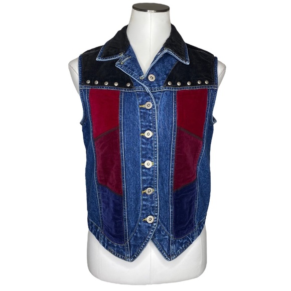 Vintage Carole Little Patchwork Denim Vest - Picture 2 of 10